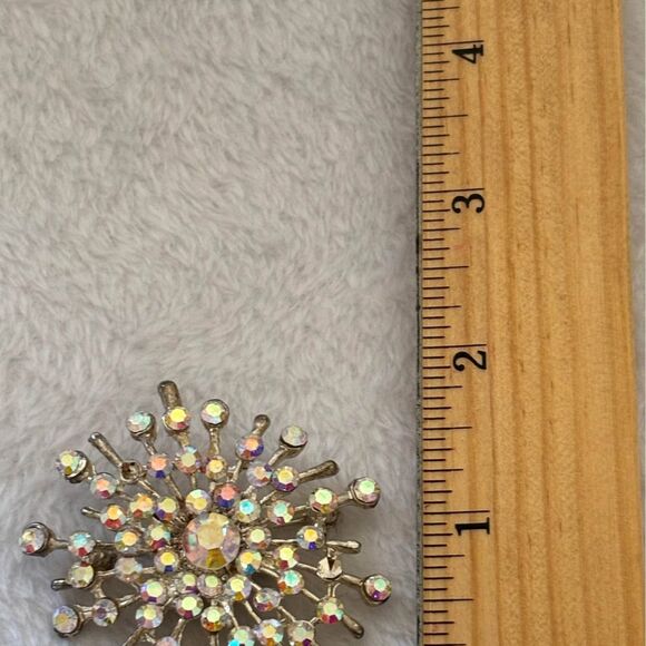 1950’s Star-Burst Sun-Burst Rhinestone Broach With Pendant Loop - Picture 6 of 6